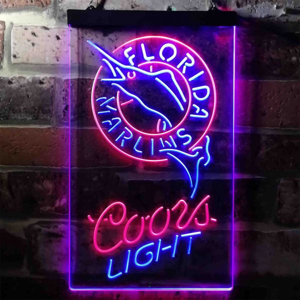 Florida Marlins Coors Light Dual LED Neon Light Sign